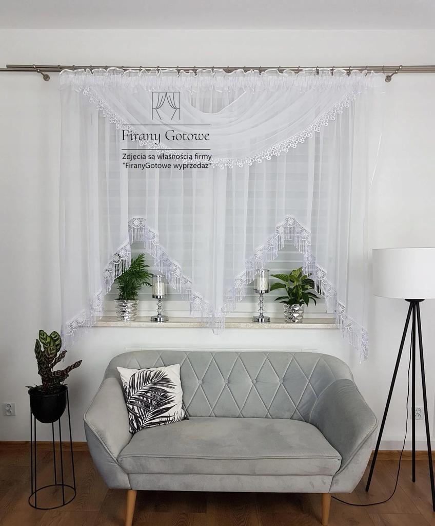 Curtain with Lambrequin and Guipure Lace 400x180cm