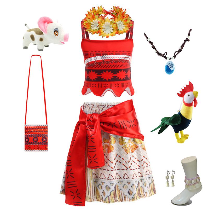 Nyeste Film Prinsesse Moana 2 Kjole Piger Cosplay Vaiana Karneval Fest Hav Eventyr Kostume Børn Festtøj Outfit