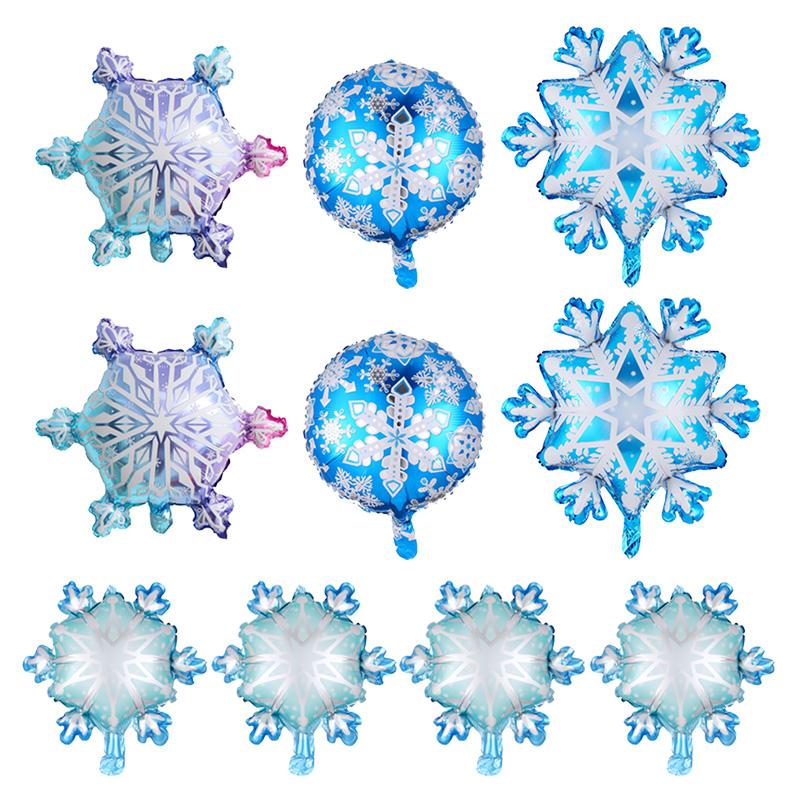 

10 шт. воздушных шаров из алюминиевой фольги с градиентным рисунком снежинок на тему льда и снега, зимние шары, принадлежности для украшения дня рождения девочки Other
