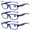3/5PCS Sport Style Non-Prescription Reading Glasses Anti-Blue Light Rectangular Full Rim Eyewear PC Frame Material