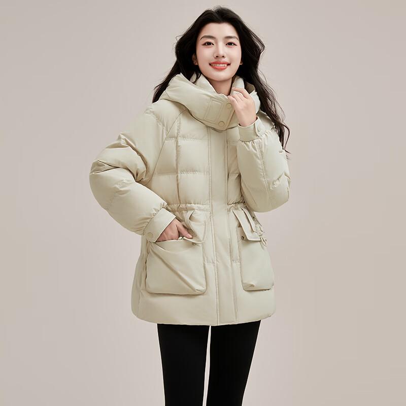 YAYA Women's 2024 Mid-Length Hooded Down Jacket