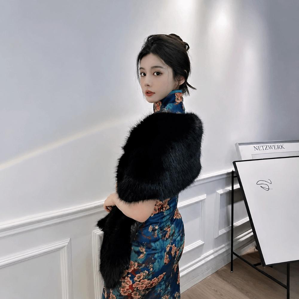 Long Plush Faux Fur Wrap Faux Fox Fur Faux Fur Cape Fashion Faux Fur Jackets Women