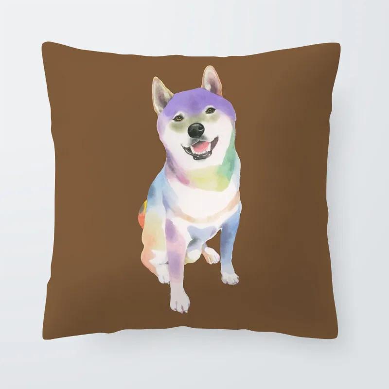 Home Decor Dog Cushion Cover Greyhound French Bulldog Pillow  Blue Gamer Chair Sofa