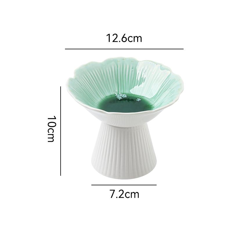 6 Inches Chinese Vintage Ceramic Goblet Creative Flower Shape Fruit Dessert Salad Nut Candy Storage Plate Home Kitchen Tableware