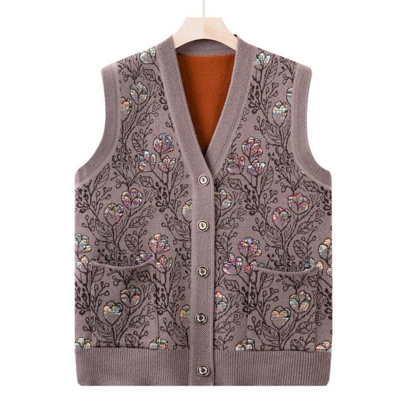 

Middle-aged mother clothes old lady autumn and winter coat grandma clothes new vest knitted vest piled and thickened 3XL (recommended 115-65kg) верблюд