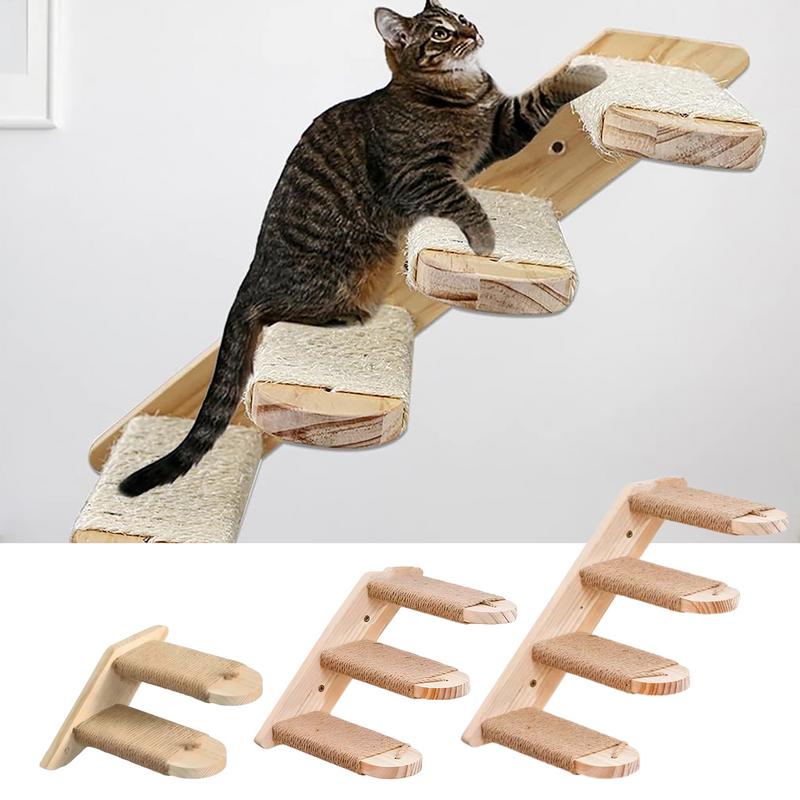 Cat Climbing Shelf Wall Mounted Sturdy Cat Climbing Steps Cat Stairway Cat Climbing Shelf Space-Saving Cat Stairs & Steps For