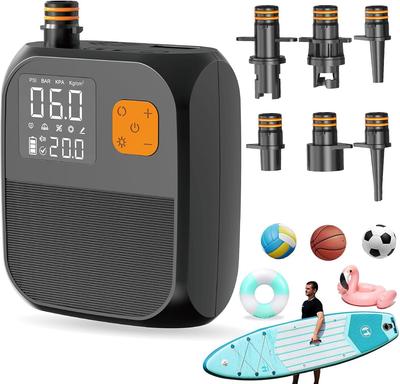 Wiederaufladbare Paddleboard-Pumpe mit 8000mAh-Akku, 25PSI Hochdruck-SUP-Pumpe & Kfz-Adapterbetriebene tragbare elektrische Luftpumpe