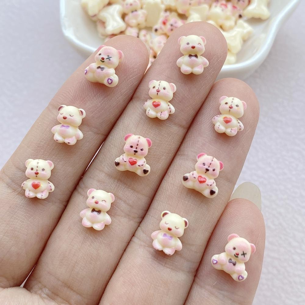 100 Stück Süße Mini Cartoon Kleiner Bär Nail Art Harz Designer Anhänger DIY Basteln Für Nagel 3D Dekorationen Schmuck