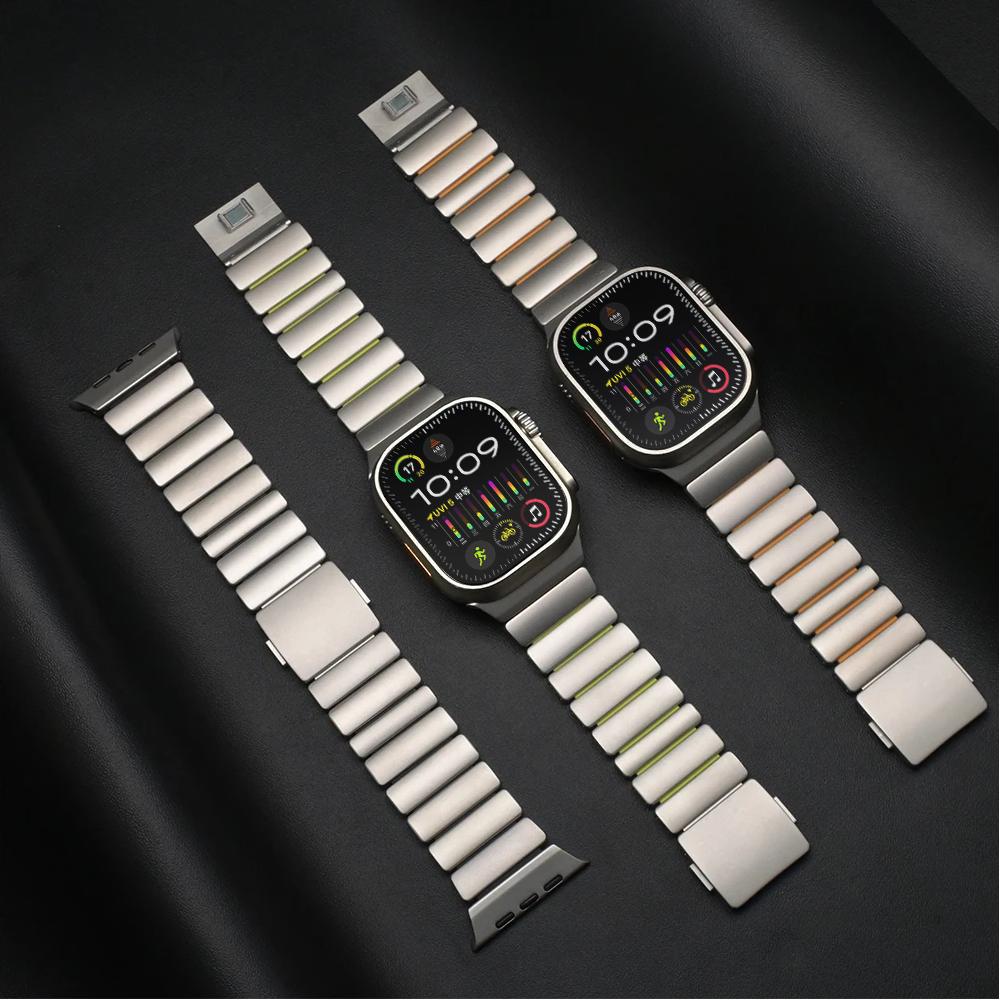 Magnetic Titanium+Silicone Strap for Apple Watch Ultra 3 2 49mm 46mm 45mm 44mm Luxury Band for Series 11 10 9 8 7 6 SE Bracelet