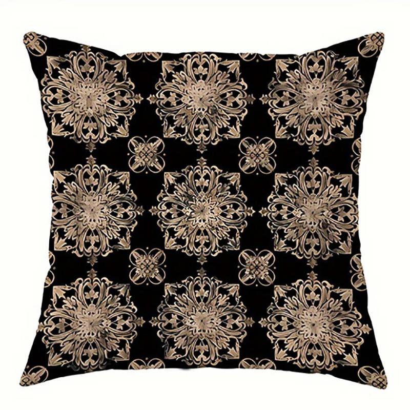 Black And Gold Floral Pillowcase Designsuitable For Sofa Car Bedroom Decorative Cushion Cover Pillow Cover