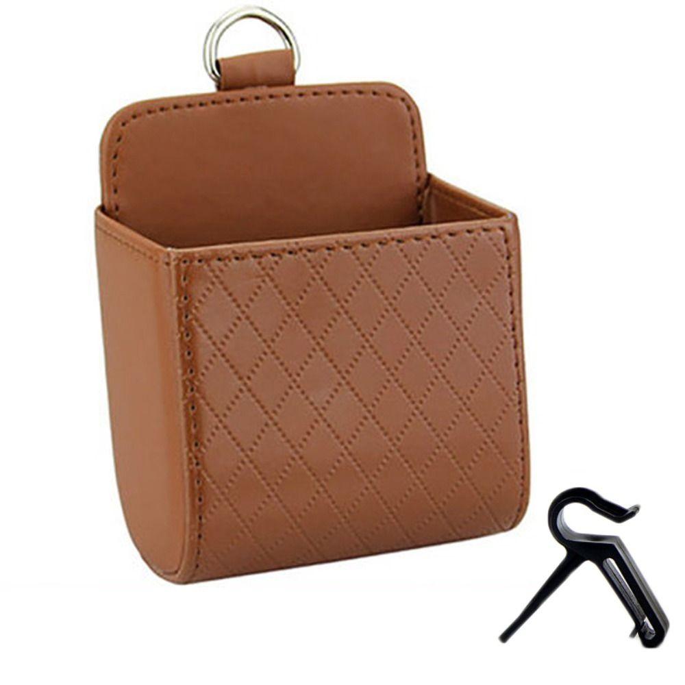 

Anti-friction Car Storage Bag Leather Air Outlet Debris Bag Car Accessorie Organizer Box коричневый