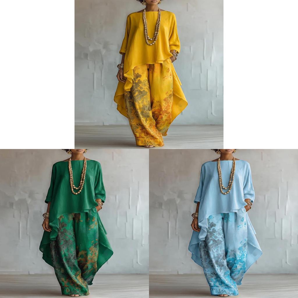 Womens Casual Twopiece Set With Polyester Material And Color Block Pattern For Spring