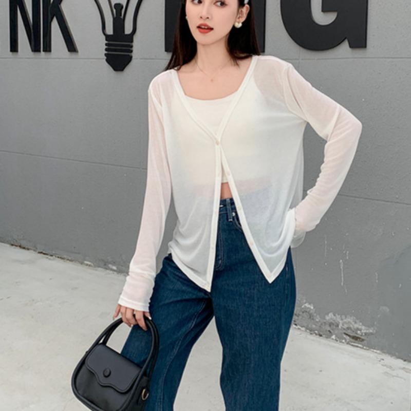 Knitted Cardigan for Women In Spring and Summer Latest Long-sleeved Sunscreen Clothes Tiansi Cool Comfortable Knitted Sweater Quick-drying Top