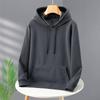 2025 Autumn/Winter Unisex Fleece-Lined Hooded Sweatshirt: Youth Fashion Trend, Solid Color, Versatile, Thickened Design.