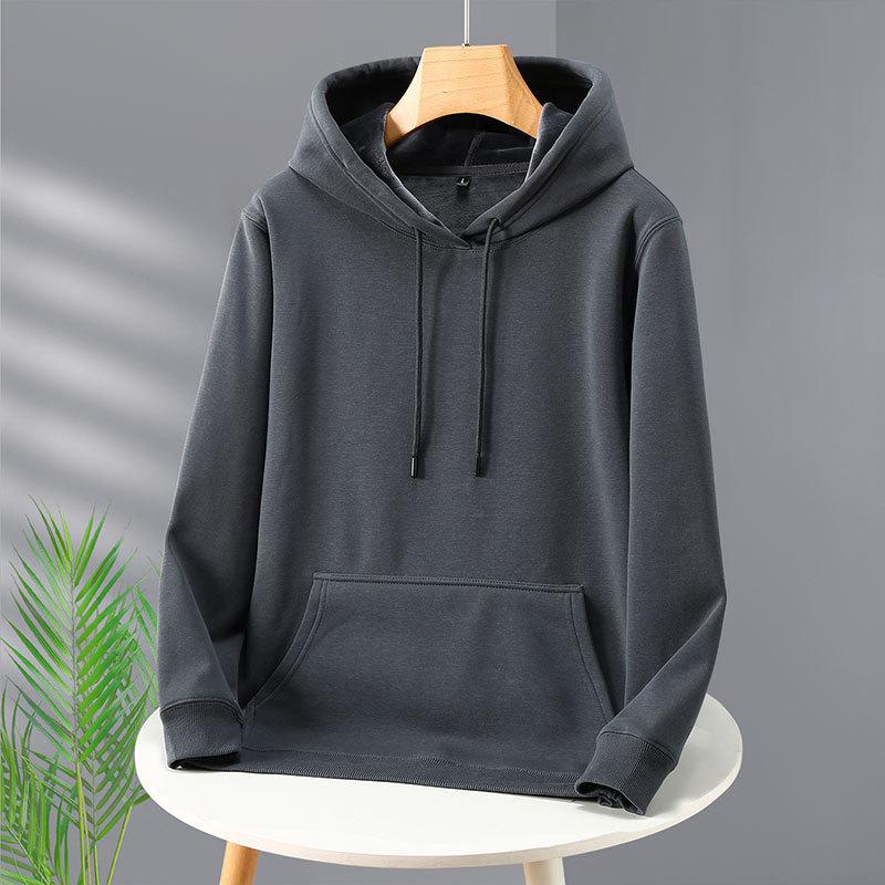 2025 Autumn/Winter Unisex Fleece-Lined Hooded Sweatshirt: Youth Fashion Trend, Solid Color, Versatile, Thickened Design.