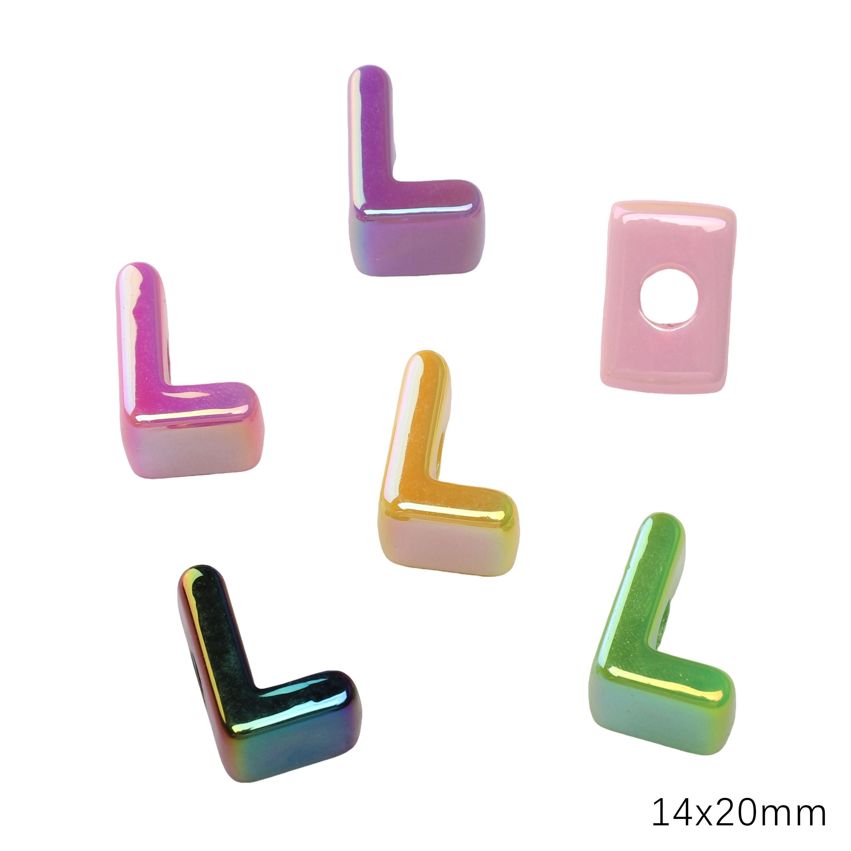 

5 шт. Акриловые радужные ракушки Бусины с большими отверстиями и буквами Аксессуары для изготовления ювелирных изделий L 14×20mm