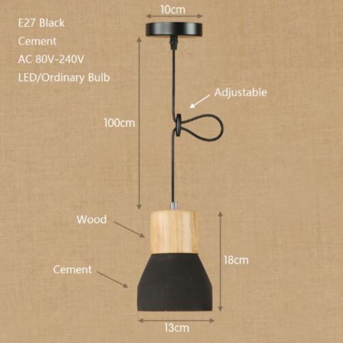 Lustre pequeno moderno industrial de cimento madeira maciça restaurante cozinha café bar