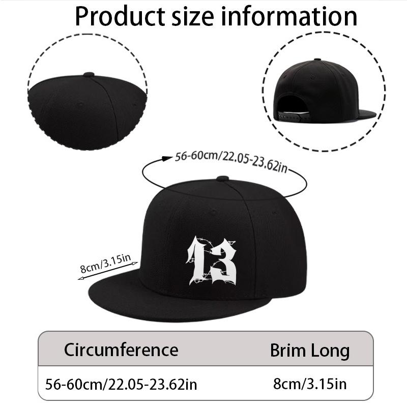 Casquette de Baseball Imprimée Numéro 13 Casquette Hip-Hop Urbain Mode Unisexe
