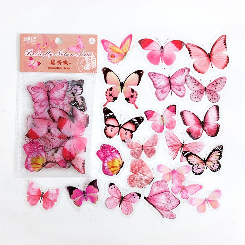 40Pcs/Bag Beautiful Butterfly Sticker PET Transparent Card Journal Decorative DIY Epoxy Resin Craft Material Book Calendar Decor