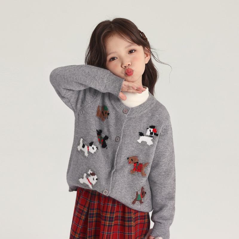 Spring New Children's Cute All-match Animal Pattern Knitted Cardigan