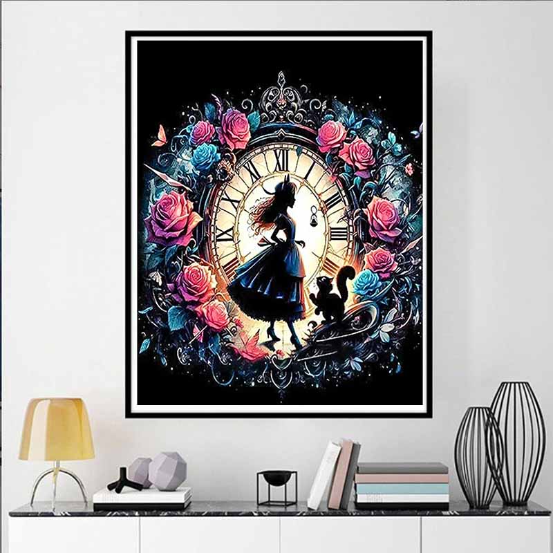 Disney Diamond Painting Alice and The Cheshire Cat Illustration Mosaic Embroidery Image Creation Diamond Painting Cross Stitch Home Decoration 5D DIY