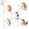 1/5/10PCS Ornament Decorative Furnishings for Aquarium Cats Fishing Figurine Cat Sculpture Sitting Fishing Little Cute Cat Resin