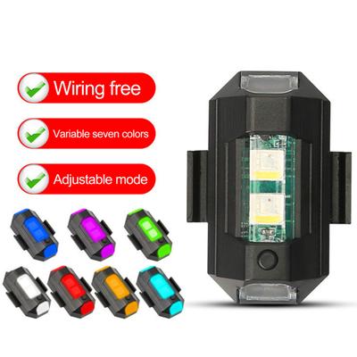 1 ensemble de lumières d'avion, bouton stroboscopique élevé, fonctionnement à luminosité multiple, couleurs d'éclairage, câblage gratuit, Rechargeable