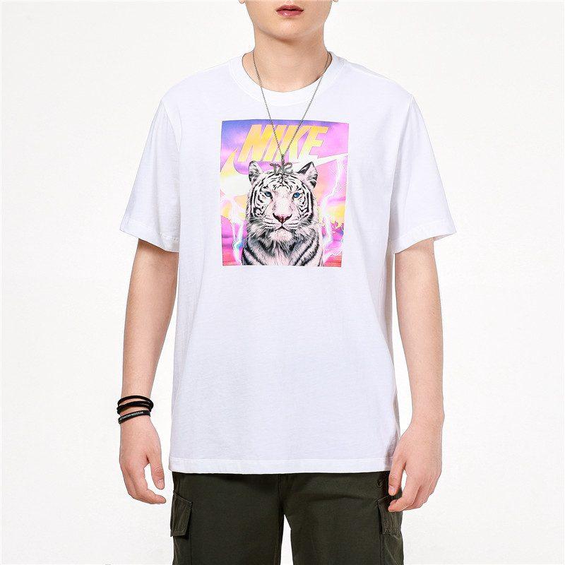 Nike T Shirts Men's White Crew Neck Moderate Straight Fit DJ1406-100
