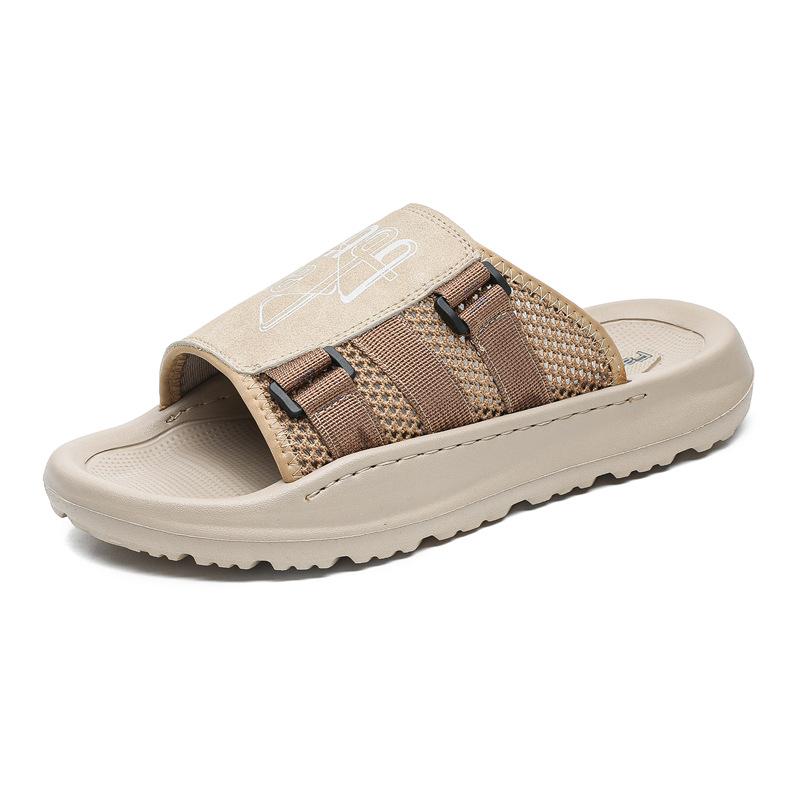 

Наступая на дерьмо сандалии 2025 популярная удобная мужская пляжная обувь мягкая подошва ленивые тапочки прилив 371213-J 38 белый