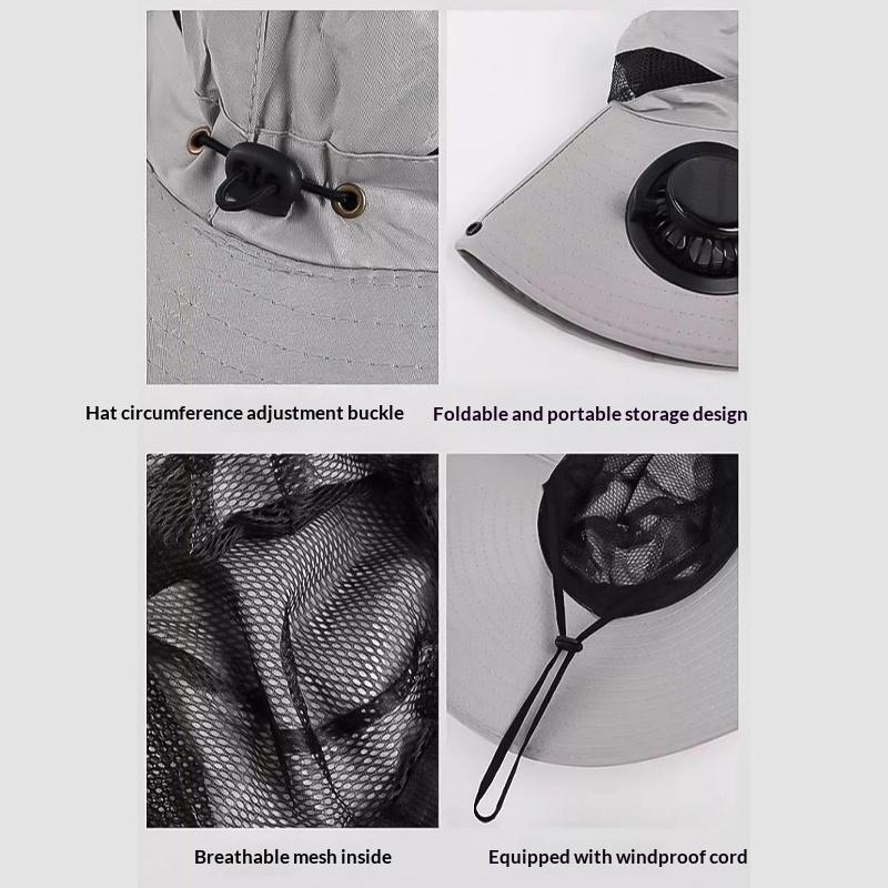 Quick Dry Bucket Hat for Men Large Brim Solar Fan Hat Breathable Sun Protection for Outdoor Adventures