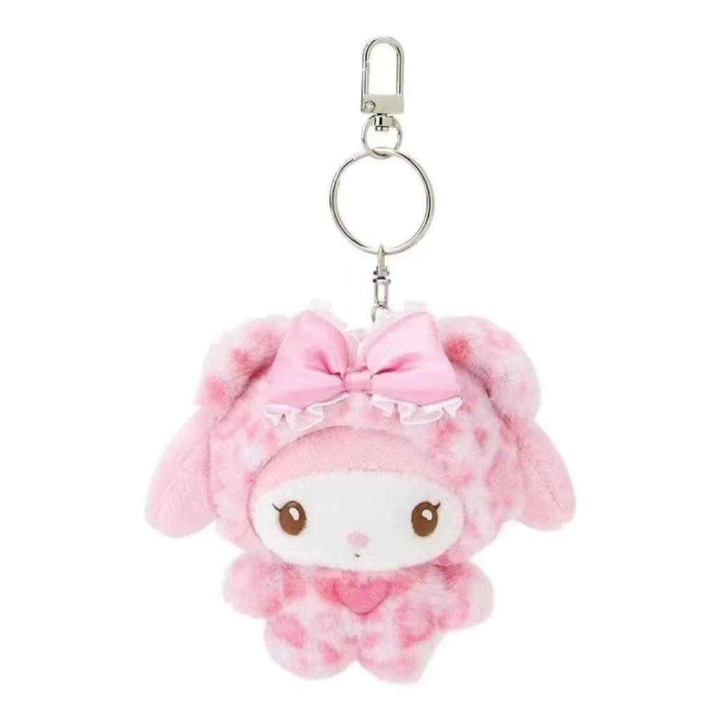 Hello Kitty Leopard Print Latte Keychain Charm Plush Doll Ornament