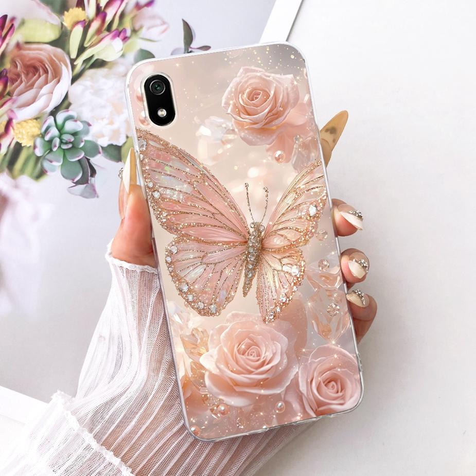 For Xiaomi Redmi 7A Case Luxury Flowers Butterfly Painted Cover Soft Silicone Case For Xiaomi Redmi 7 7A Redmi7 A Redmi7A Fundas
