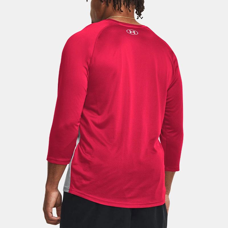 Under Armour Utility Color Block Breathable Sweat-Wicking Three-Quarter Sleeve T-Shirt Men tops Gray Red 1379950-013