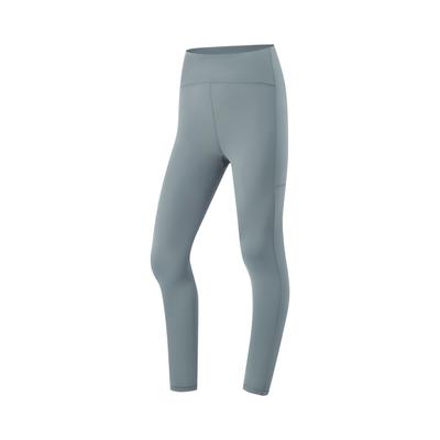 Li Ning Fitness Series Einfarbige Mid-Rise Vielseitige Atmungsaktive Sport-Langhose Damen Unterteile Grau AULV040-4