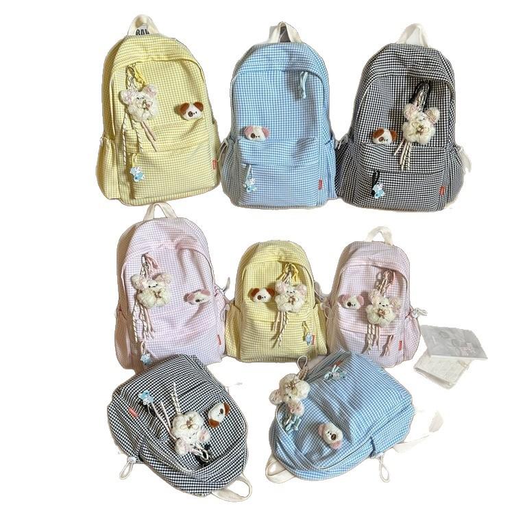 Schoolbag schoolbag Mori ins style versatile backpack fresh plaid girl cute college student simple large-capacity backpack
