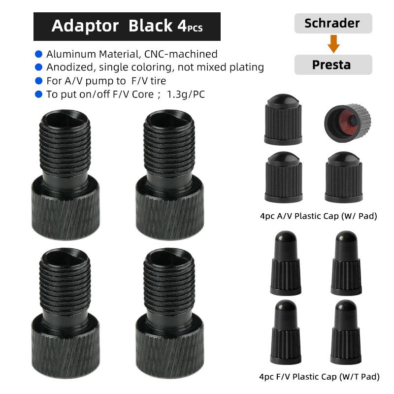 Presta Valve Adaptor for Schrader Pump F/V Valve Core Fitting Tool 2 In 1 Bicycle Nozzle Convertor Aluminum Anodized