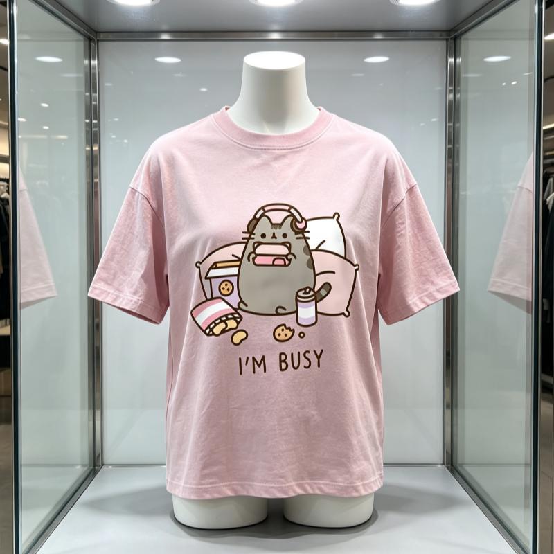 Sorry Im Busy Cat Playing Games With Headphones Unisex T Shirt High Quality Brand Clothing Loose T Shirts Cotton Shirt Tops Couple