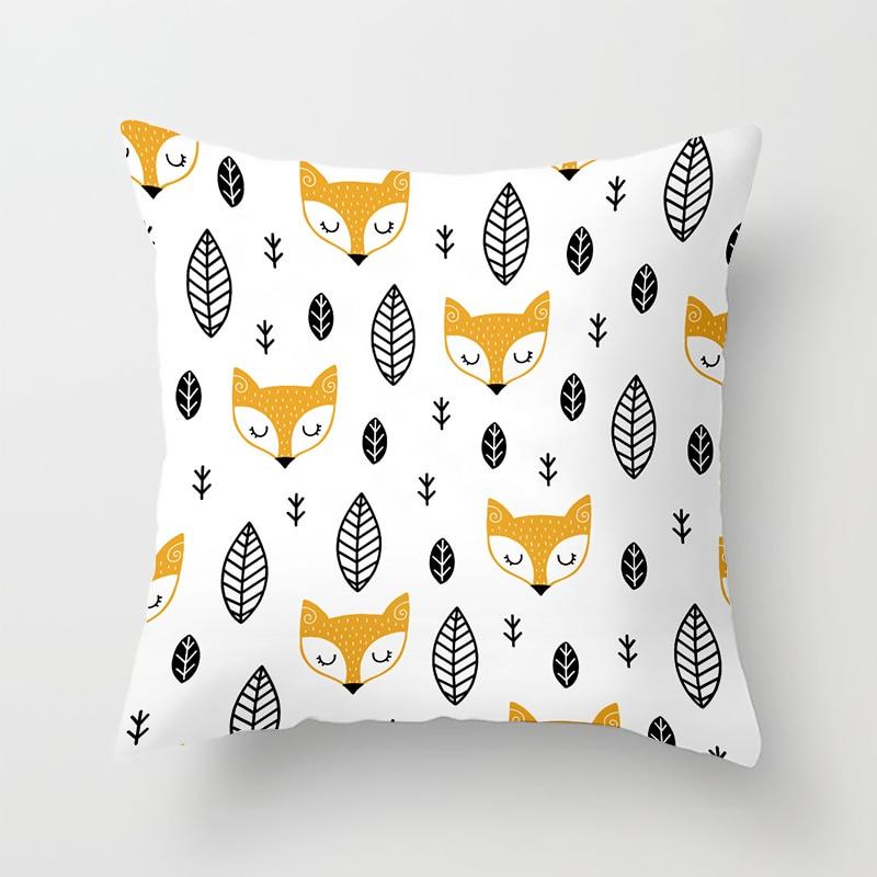 Cartoon Fox Animal Car Pillowcase Polyester Cushion Covers for Living Room Throw Pillow Case 45*45 Sofa Decoration