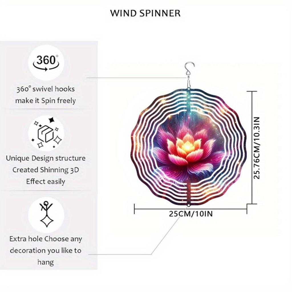 2D Metal Wind Spinner Lotus Flower Design Kinetic Yard Art for Outdoor Garden Balcony Patio Decor Autumn Gift