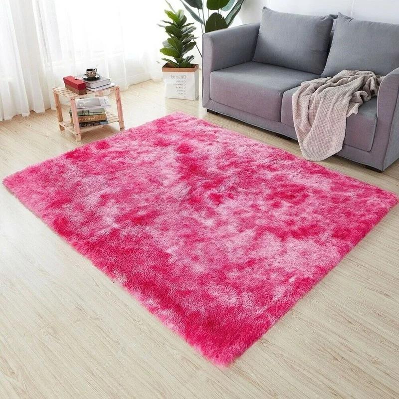 Rainbow Colorful Carpet Fluffy Rugs Tie Dyeing Soft Plush Shag Area Rug Anti-Slip Carpets For Living Room Bedroom Floor Mats