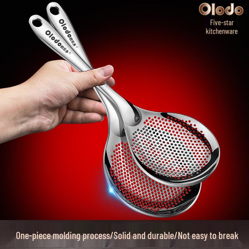 Heavy-Duty 316L Stainless Steel Skimmer Ladle - Large One-Piece Kitchen Strainer Spoon