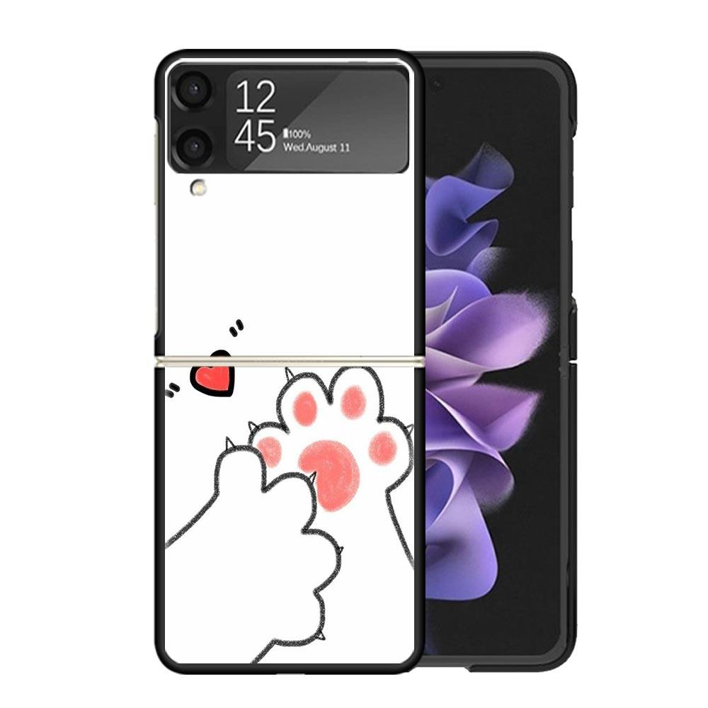 Cat Footprint Funny Paw Cute Clear Phone Case For Samsung Z Flip 7 6 5 4 3 Galaxy ZFlip7 ZFlip6 ZFlip5 ZFlip4 ZFlip3 5G Print Co