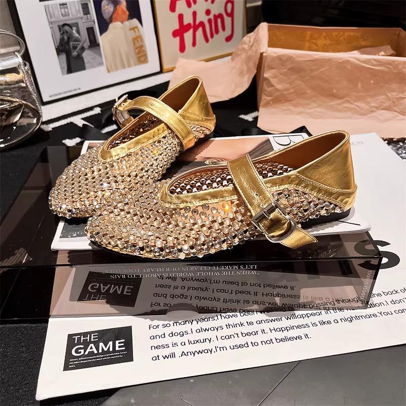 Fashion Trend Women Round Toe Sandals New Comfortable Rhinestone Shoes for Women Slip On Anti-slip Lightweight Sandals Zapatos De Mujer