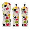 3 Pieces Driver Head Cover Multicolor Floral Golf Stitched Borders Edges Turf Wood