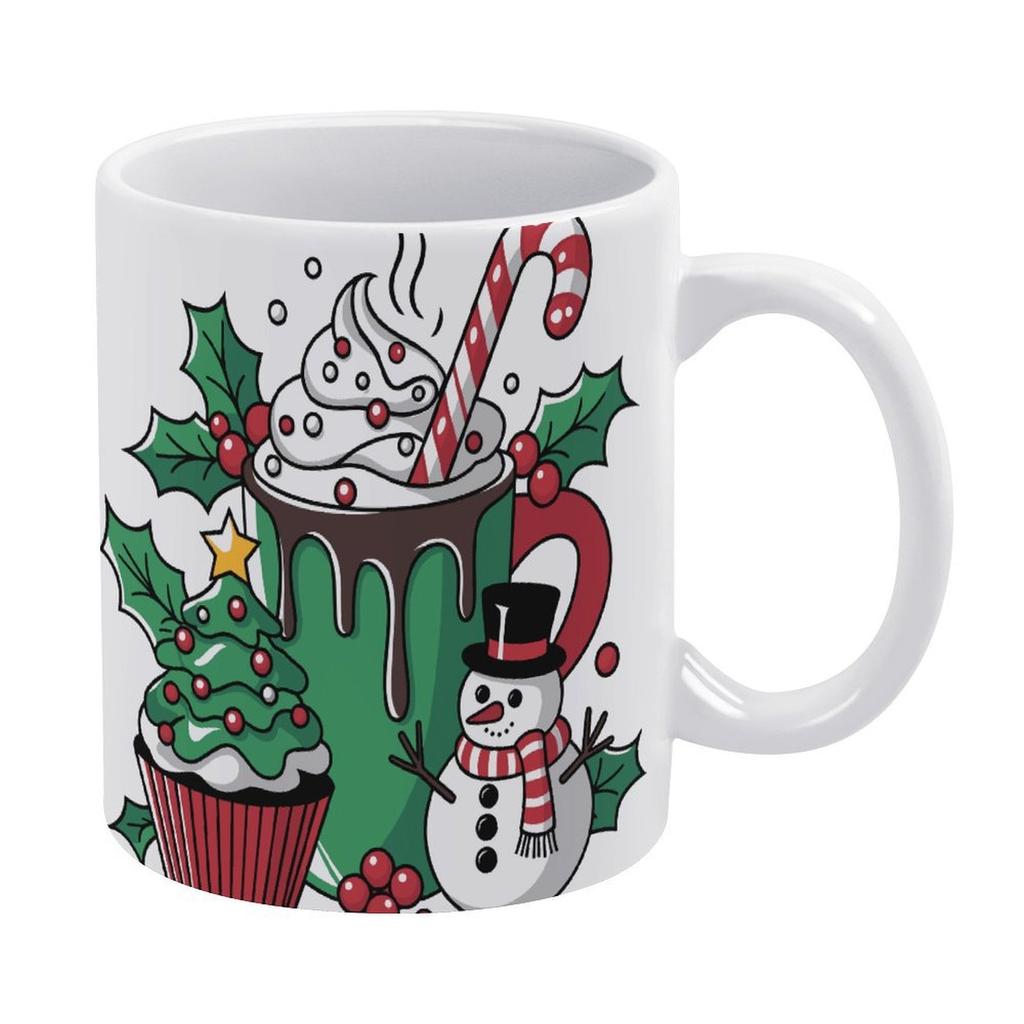 1pc 11oz blank ceramic mug, double-sided printed coffee tea cup, stable handle, clean rim, long lasting use, daily drinkware for households