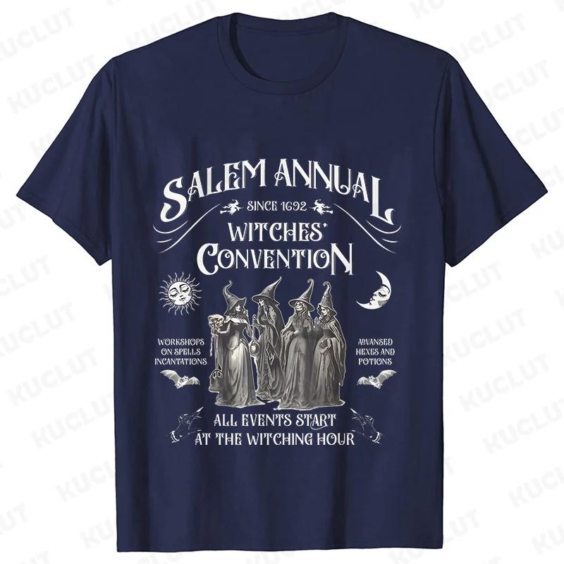 Salem Witch TShirts for Women Vintage Funny Halloween T Shirts Short Sleeve Loose Trendy Spooky Season Graphic Tees Retro Tops