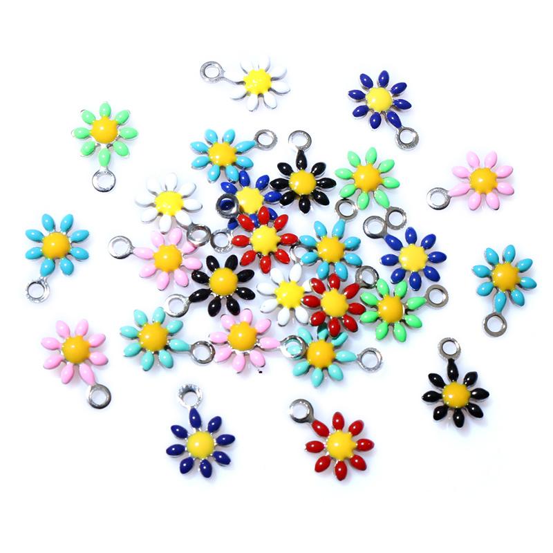 20pcs 10x7mm Stainless Steel Enamel Small Flower Charms Pendant DIY Jewelry Making Accessories Findings for Necklace Earrings