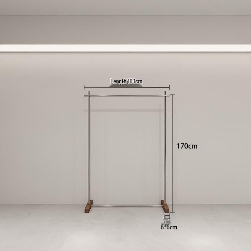 

Wall-Mounted Imitation Walnut Women s Clothing Display Rack with Stainless Steel Floor-Standing Hanging Rod Standard