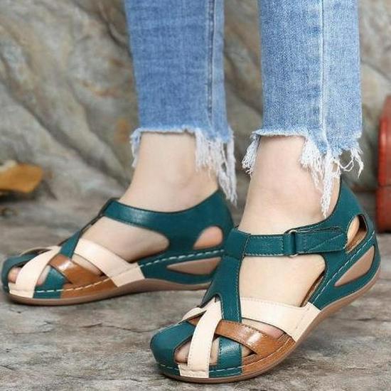 

Women s Cross-border Retro Sandals: 2022 Summer Round Toe, Versatile Hollow-out Casual Loafers In Stock 35 зелёный