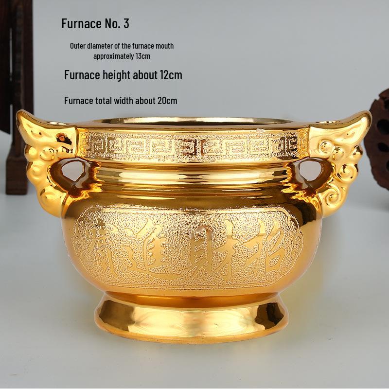 Small Ceramic Buddha Incense Burner with Golden Sand